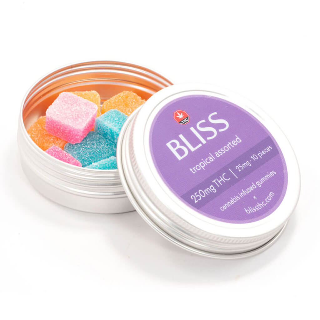 250mg THC Cubes (Bliss Edibles) 3 tropical assorted 250mg thc